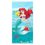Serviette de plage disney princess ariel 70 x 140 cm - 100% coton toucher velours bleu