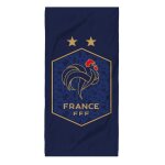 Serviette de bain imprim�e 100% coton - fff triomphe - equipe de france - bleu - 75x150cm