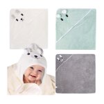 Lot de 3 serviettes � capuche b�b� 80 x 80 cm ? velours corail (viscose de bambou) absorbantes et brod�es ...