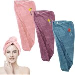 Serviette cheveux - non sp�cifi� - 3pcs - microfibre - s�chage rapide - rose violet bleu