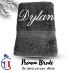 Serviette grise personnalise broderie prnom 100x50 cm 1) valider votre commande 2) envoyer nous en ...