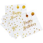 Serviettes jetables - joyeux anniversaire - 60 pcs - or - 3 plis - 33x33 cm