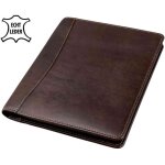 Serviette a5 en cuir alassio monaco - bistre antiqu organiseur avec bloc?notes et porte?stylo