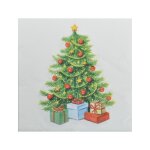 Serviettes en papier - lot de 20 - motif sapin de nol touffu - 33 x 33 cm - blanc