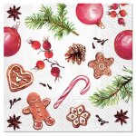 Serviettes en papier - friandise de noel - lot de 20 - 33x33 cm - blanc - pratiques pour table et pique ...