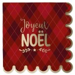 Serviettes en papier - joyeux nol - rouge et dor - pack de 10 - 2 plis - 33x33 cm
