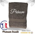 Serviette personnalise broderie prnom grise 100 x 50 cm 1) valider votre commande 2) envoyer nous en ...