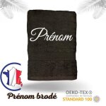 Serviette personnalise broderie prnom noire 100 x 50 cm 1) valider votre commande 2) envoyer nous en ...