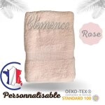 Serviette personnalise broderie prnom rose clair 100 x 50 cm 1) valider votre commande 2) envoyer nous ...