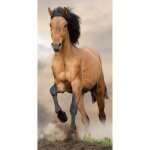 Serviette de plage - cheval - marron - 70 x 140 cm - 100% coton - lavable en machine Serviette de plage - cheval - marron - 70 x 140 cm - 100% coton - lavable en machine