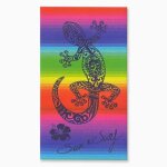 Alpes blanc - serviette de plage l�zard 90x170 cm 100 % coton �gyptien - motif margouillat exotique multicolor ...