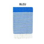 Serviette de plage - promo linge - fouta - 200 x 100 cm - coton - bleu