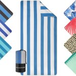 Serviette de plage microfibre - febest - s�chage rapide - anti - sable - 90x180 cm - blanc & bleu clair ...