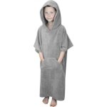 Serviette poncho de bain ou de plage avec poche - enfant - gris - vivezen