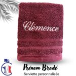Serviette avec prnom brod rouge bordeau personnalise 1) valider votre commande 2) envoy le prnom ...