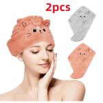 Serviette séchage cheveux - modèle de chat - microfibre - 60x38 cm - 2 pièces - lavable Serviette séchage cheveux - modèle de chat - microfibre - 60x38 cm - 2 pièces - lavable