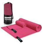 Serviette de sport - rose - 40x80cm - microfibre - ultra lgre - sche rapidement
