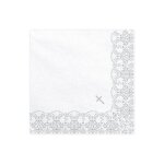 Serviettes de table jetables - premi�re communion - blanc - argent - 33x33cm - 20 pi�ces