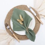 Serviettes de table en tissu 17x17 pouces lot de 8 vert sauge frange linen - coton lavables reutilisables ...