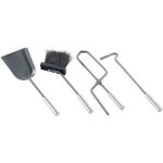 Serviteur de chemine - carlo milano - 4 pices - mtal - gris - accessoires complets