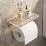Serviteur wc - gold - porte - papier hygi�nique dor� de luxe - �tag�re int�gr�e - mat�riaux pa + pe