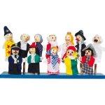 Set de 12 marionnettes  doigts - goki - tte en bois - mixte - 3 ans et plus - pour enfants