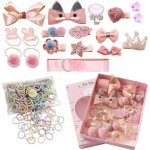 Set de 18 pices - amoune - pinces  cheveux fille - matriau sr - avec 100 anneaux lastiques - coffret ...