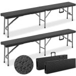 Set de 2 bancs de jardin pliables 180cm acier aspect polyrotin bac d?ext�rieur camping vacances pique ...