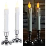 Bougies led effet flamme vacillante avec chandeliers - britesta - set de 2 - blanc chaud - int�rieur