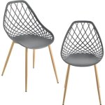 Set de 2 chaises designs chaise de salle  manger sige en plastique pieds en mtal effet htre couleur ...