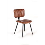 Set de 2 chaises industrielles - giner y colomer - cuir marron - m�tal - bois massif