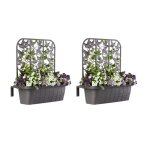 Set de 2 jardinières de balcon en plastique - gris - l 60 x l 20 x h 64 cm Set de 2 jardinières de balcon en plastique - gris - l 60 x l 20 x h 64 cm