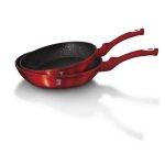 Set 2 po�les rouge metal rev�tement marbre - aluminium turbo induction