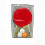 Set de ping pong - jja - 2 raquettes - 3 balles - rouge et noir - dimensions 23x14 cm