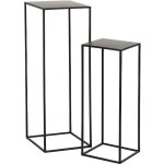 Set de 2 sellettes carrées métal noir moderne Set de 2 sellettes carrées métal noir moderne