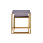 Set de 2 tables basses carres gigognes en mtal noir et dor - wadiga