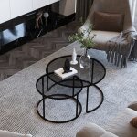 Set de 2 tables basses kokkola rondes gigognes en verre fum [en. casa]