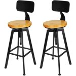 Set de 2 tabourets de bar tabourets de bar en bois et métal 64 - 84 cm réglables en hauteur avec dossier ... Set de 2 tabourets de bar tabourets de bar en bois et métal 64 - 84 cm réglables en hauteur avec dossier ...