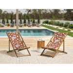Set de 2 toiles de rechange pour transat avec motif coquelicots anzio / avellino