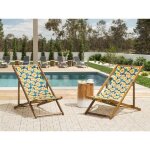 Set de 2 toiles de rechange pour transat motif floral jaune anzio / avellino