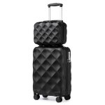 British traveller set de 2 valises cabine 53x35x21cm + vanity case valise rigide valise de voyage avec ...