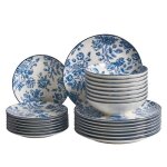 Set de 24 couverts de table basil porcelaine bleu
