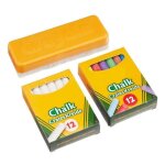 Set 24 craies (12 blanches 12 couleurs) et brosse effaceur pour tableau noir ardoise - accessoires - ...