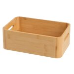 Set de 3 caisses de stockage bambou boite de rangement couleur bois naturel - longueur 30 x largeur 19 ...