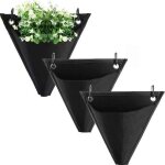 Set de 3 jardini�res muraux triangulaires ? support suspendu noir 21x24 cm pour int�rieur / ext�rieur ...