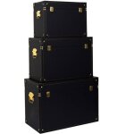 Set de 3 malles d�coratives noires et dor�es