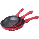 Set 3 poêles 20 / 24 / 28 cm - revêtement type pierre - tous feux dont induction - sans pfoa(rouge Set 3 poêles 20 / 24 / 28 cm - revêtement type pierre - tous feux dont induction - sans pfoa(rouge
