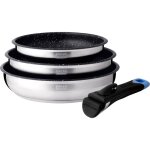 Set de 3 po�les - arthur martin - am2196 - �20 - 24 - 26 cm - acier inoxydable - poign�e amovible - tous ...