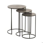 Set de 3 sellettes gigognes en m�tal grise vieilli