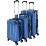 Set de 3 valises rigide en abs ensemble de bagages 4 roulettes(xl l m) - bleu fonc